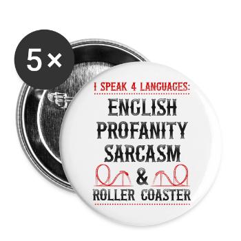 Roller Coaster Vintage I Speak 4 - Buttons large 2.2''/56 mm (5-pack) - white - Front