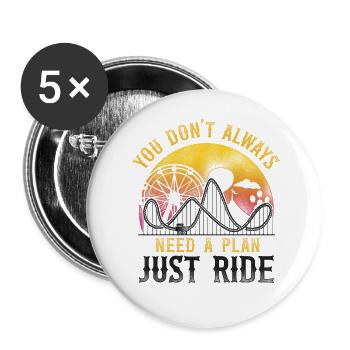 Roller Coaster Vintage Retro You - Buttons groß 56 mm (5er Pack) - Weiß - Vorne
