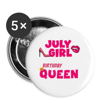 July Girls Birthday Gift - Buttons large 2.2''/56 mm (5-pack) - white - Front