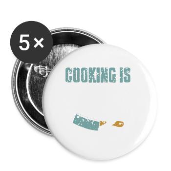 Cooking Is Life Awesome Vintage T-Shirt Present - Buttons large 2.2''/56 mm (5-pack) - white - Front