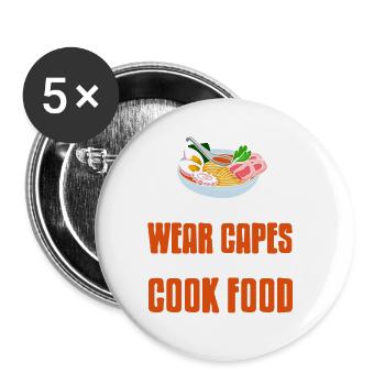 Not All Superheroes Wear Capes Some Cook Food - Buttons large 2.2''/56 mm (5-pack) - white - Front