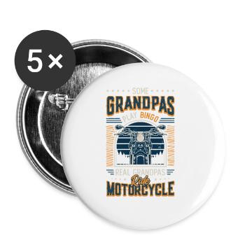 Certains grands-pères jouent au Bingo Proper Ride Moto - Lot de 5 grands badges (56 mm) - blanc - Devant