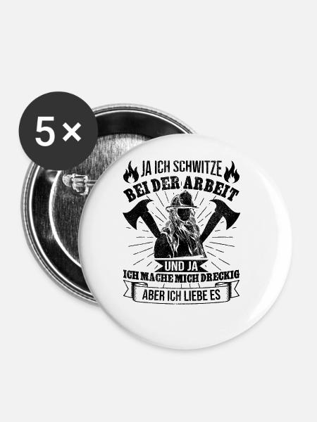 Feuerwehrfrau - Buttons groß 56 mm (5er Pack) - Weiß