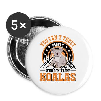 Koala Gift Koala Bear - Buttons large 2.2''/56 mm (5-pack) - white - Front