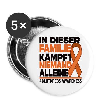 Niemand Kämpft Alleine Familie - Blutkrebs - Buttons groß 56 mm (5er Pack) - Weiß - Vorne