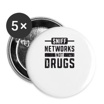 Sniff Networks Not Drugs - hacker - Lot de 5 grands badges (56 mm) - blanc - Devant