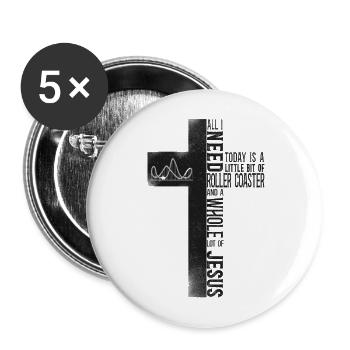 Roller Coaster Cross Christian - Buttons large 2.2''/56 mm (5-pack) - white - Front