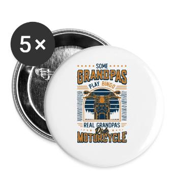 Certains grands-pères jouent au Bingo Proper Ride Moto - Lot de 5 grands badges (56 mm) - blanc - Devant