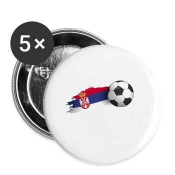 Cadeau de football serbie - Lot de 5 grands badges (56 mm) - blanc - Devant