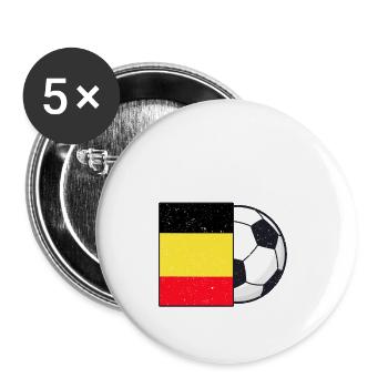 Belgien Fußballmannschaft Flagge Geschenk - Buttons groß 56 mm (5er Pack) - Weiß - Vorne