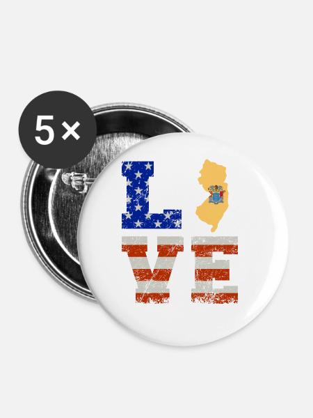 Liebe New Jersey Geschenk - Buttons groß 56 mm (5er Pack) - Weiß
