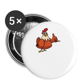 Grandpa is my name Chickens are my game - Buttons large 2.2''/56 mm (5-pack) - white - Front