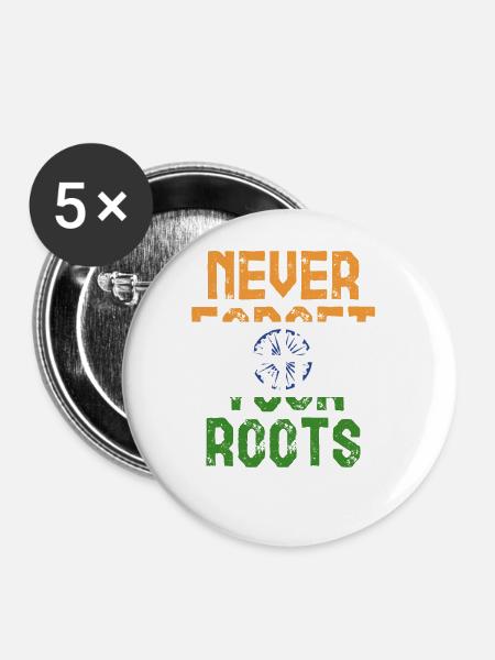 Roots Indien Geschenk - Buttons groß 56 mm (5er Pack) - Weiß
