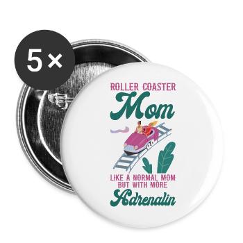 Roller Coaster Mom Mother Roller - Buttons large 2.2''/56 mm (5-pack) - white - Front