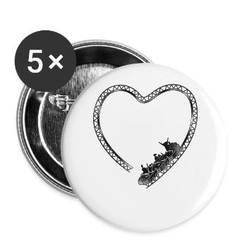 Roller Coaster Heart Vintage - Buttons large 2.2''/56 mm (5-pack) - white - Front