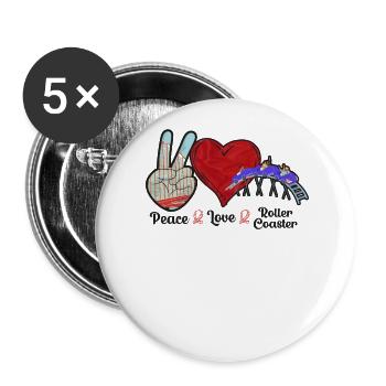 Roller Coaster Girl Peace Love - Buttons large 2.2''/56 mm (5-pack) - white - Front