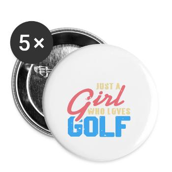 Just A Girl Who Loves Golf Vintage Golfer Tee - Buttons groß 56 mm (5er Pack) - Weiß - Vorne