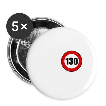 Autobahn Tempolimit No 130 - Buttons groß 56 mm (5er Pack) - Weiß - Vorne