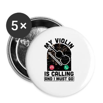 My violin calls violin musician music - Buttons large 2.2''/56 mm (5-pack) - white - Front