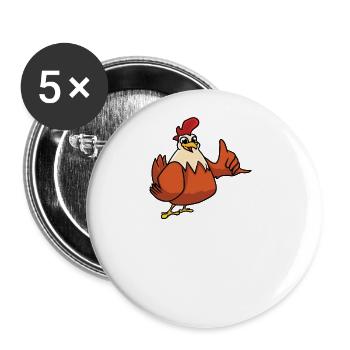 My Chicken Thinks In Cool - Buttons large 2.2''/56 mm (5-pack) - white - Front