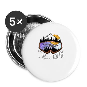 Mountain Bike Trail Rider für MTB Downhill Fahrer - Buttons groß 56 mm (5er Pack) - Weiß - Vorne
