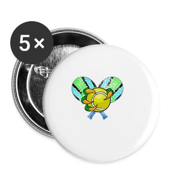 Padel Schläger mit einer Reptilien Hand mit Padel - Buttons groß 56 mm (5er Pack) - Weiß - Vorne