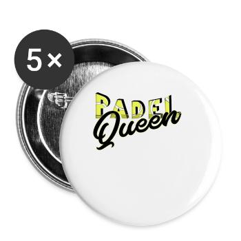 Padel Königin Queen für beste Padel Tennis - Buttons groß 56 mm (5er Pack) - Weiß - Vorne