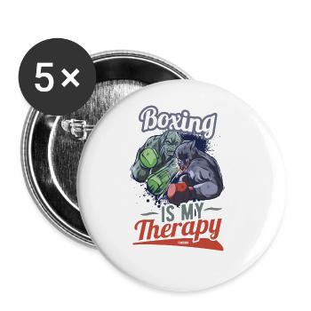 Boxing Is My Therapy - Buttons large 2.2''/56 mm (5-pack) - white - Front