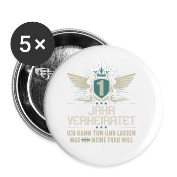 1 Jahr verheiratet kann tun 1.Hochzeitstag - Buttons groß 56 mm (5er Pack) - Weiß - Vorne