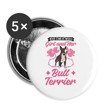 Bull Terrier Fille Miniature Bull Terrier - Lot de 5 grands badges (56 mm) - blanc - Devant