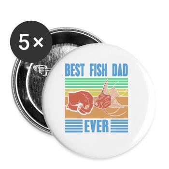 Best Fish Dad Ever Retro Fishing T-Shirt Present - Buttons large 2.2''/56 mm (5-pack) - white - Front