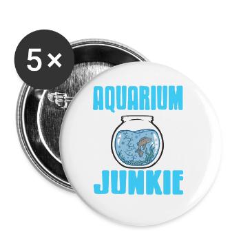 Aquarium Junkie Awesome Fishing T-Shirt Present - Buttons large 2.2''/56 mm (5-pack) - white - Front