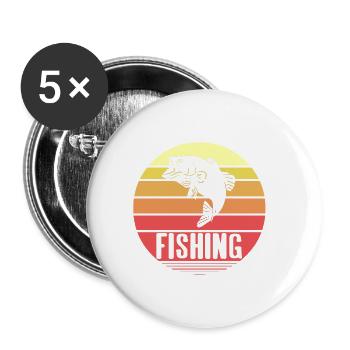 Vintage Retro Awesome Fishing Tea For Anglers - Buttons large 2.2''/56 mm (5-pack) - white - Front