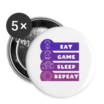 Eat Game Sleep Repeat - Buttons groß 56 mm (5er Pack) - Weiß - Vorne