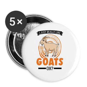 I just really like Goats Ziegenwirt Ziege - Buttons groß 56 mm (5er Pack) - Weiß - Vorne