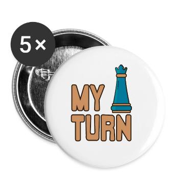 My Turn Awesome Chess Design pour les joueurs d’échecs - Lot de 5 grands badges (56 mm) - blanc - Devant