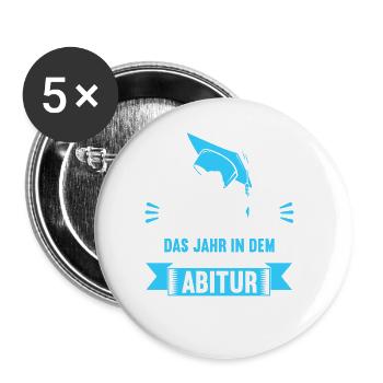 Abitur Gymnasium Damen und Herren Abi 2022 - Buttons groß 56 mm (5er Pack) - Weiß - Vorne