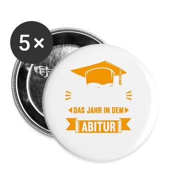 Abitur Gymnasium Damen und Herren Abi 2022 - Buttons groß 56 mm (5er Pack) - Weiß - Vorne