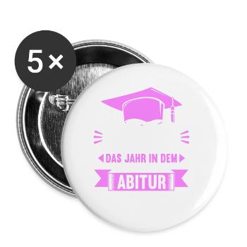 Abitur Gymnasium Damen und Herren Abi 2022 - Buttons groß 56 mm (5er Pack) - Weiß - Vorne