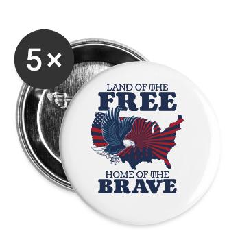 USA America Holiday Patriot July 4 - Buttons large 2.2''/56 mm (5-pack) - white - Front
