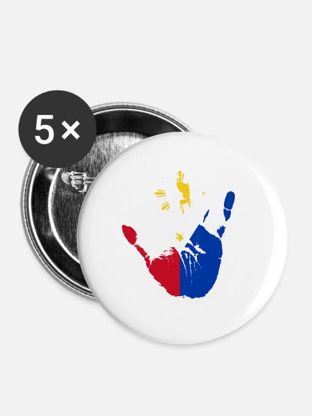 Unterstütze Philippinen Geschenk - Buttons groß 56 mm (5er Pack) - Weiß