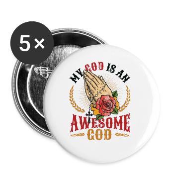 Mein Gott ist ein großartiger Gott. - Buttons groß 56 mm (5er Pack) - Weiß - Vorne