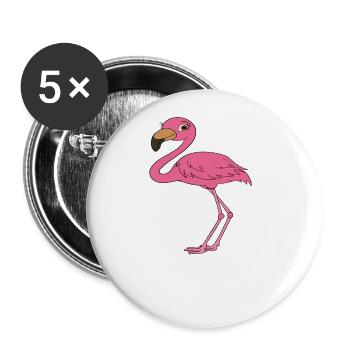 Funny flamingo graphics - Buttons large 2.2''/56 mm (5-pack) - white - Front