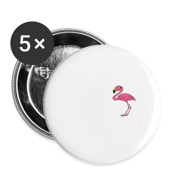 Funny flamingo graphics - Buttons large 2.2''/56 mm (5-pack) - white - Front