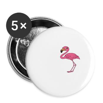 Drôles de graphismes flamants roses - Lot de 5 grands badges (56 mm) - blanc - Devant