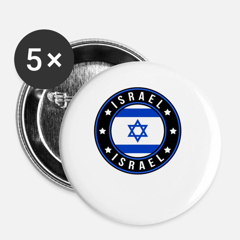 Israel - Buttons large 2.2''/56 mm (5-pack) - white