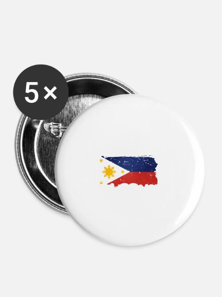 Philippinen - Buttons groß 56 mm (5er Pack) - Weiß