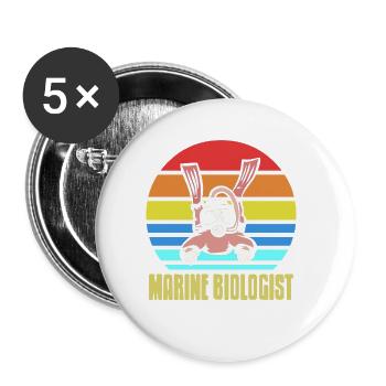 Retro Vintage Marine Biologist Awesome SCUBA - Buttons large 2.2''/56 mm (5-pack) - white - Front