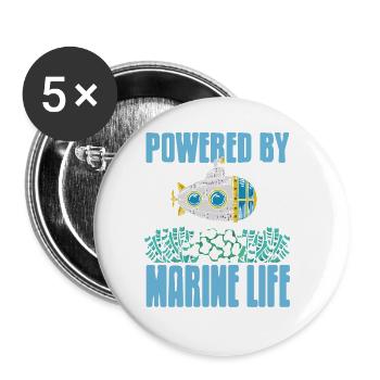 Powered By Marine Life Awesome Marine Biologist - Buttons large 2.2''/56 mm (5-pack) - white - Front