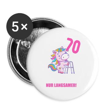 Mit 70 nichts anders nur langsamer 70 Geburtstag - Buttons groß 56 mm (5er Pack) - Weiß - Vorne